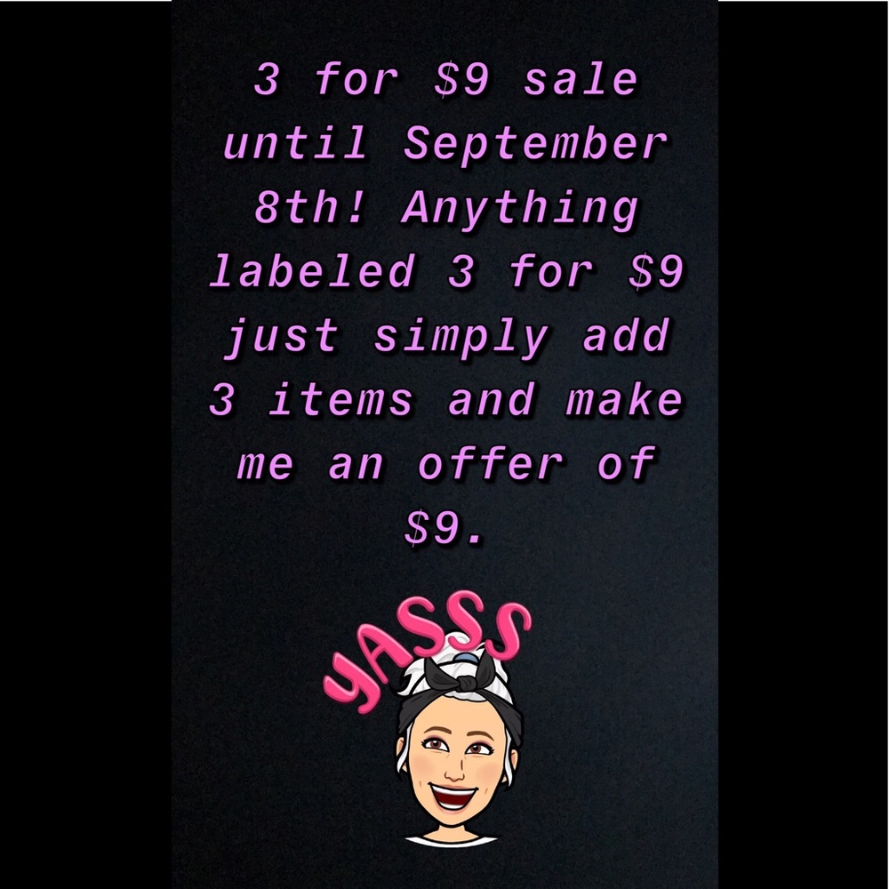 3 for $9 sale